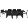 vidaXL Ensemble de salle &agrave; manger pour jardin 9 pcs Noir polyrotin