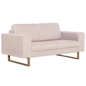 vidaXL Canap&eacute; &agrave; 2 places Tissu Cr&egrave;me