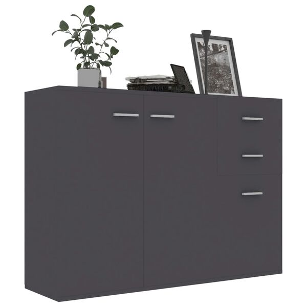 vidaXL Buffet Gris 105x30x75 cm Bois d’ingénierie