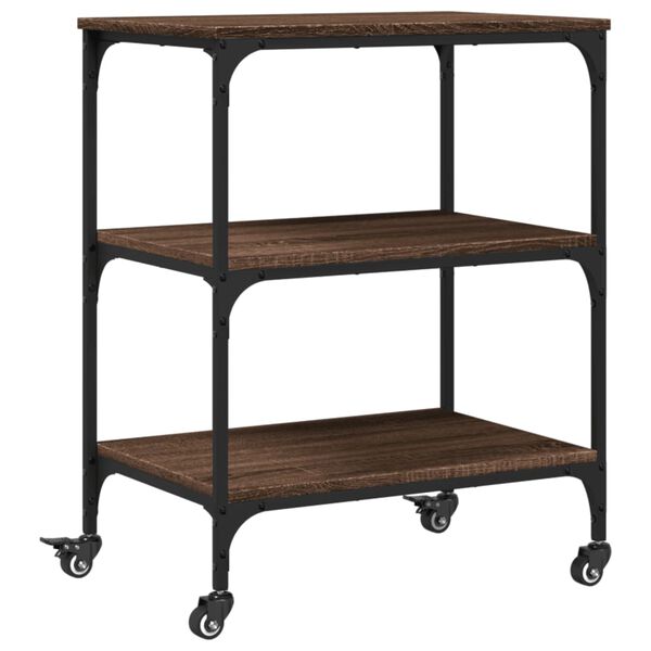 vidaXL Chariot de cuisine ch&ecirc;ne marron 60x41x76 cm bois d'ing&eacute;nierie