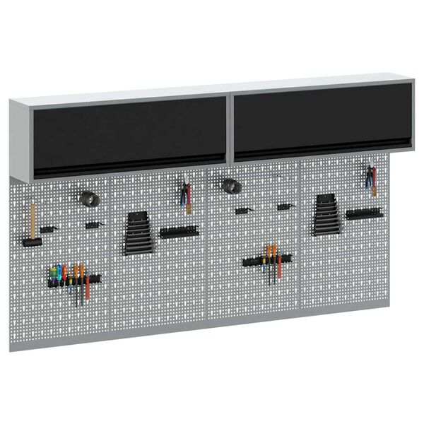 vidaXL Set de Cabinet d'Outils et Pegboard avec &eacute;tag&egrave;re 6 pcs Noir
