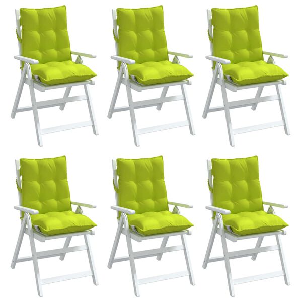 vidaXL Coussins de chaise &agrave; dossier bas lot de 6 vert vif