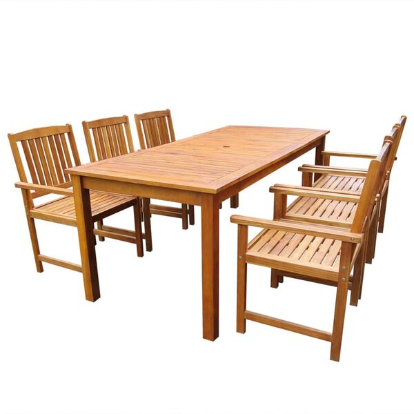 vidaXL Ensemble à manger d'extérieur 7 pcs Bois d'acacia solide
