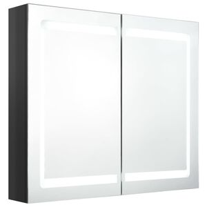 vidaXL Armoire de salle de bain &agrave; miroir LED noir brillant 80x12x68 cm