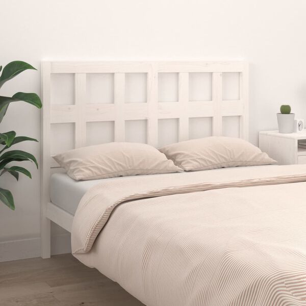 vidaXL T&ecirc;te de lit Blanc 140,5x4x100 cm Bois massif de pin