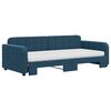 vidaXL Lit de jour avec lit gigogne et matelas bleu 90x200 cm velours