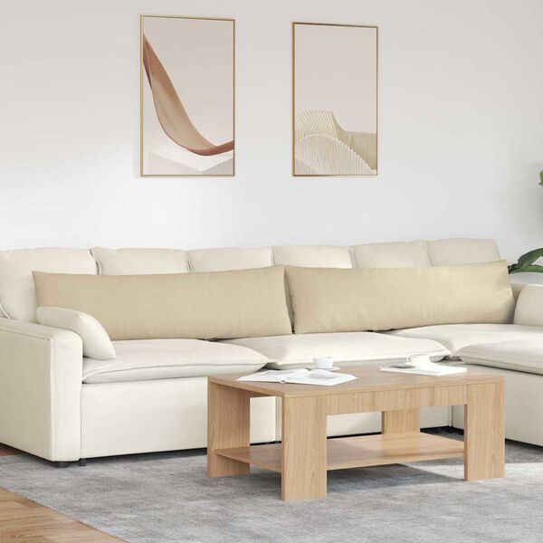vidaXL Coussins de canap&eacute; 2 pcs Cr&egrave;me 145 x 40 cm tissu
