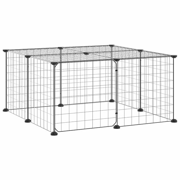 vidaXL Cage animaux de compagnie &agrave; 12 panneaux et porte Noir 35x35 cm