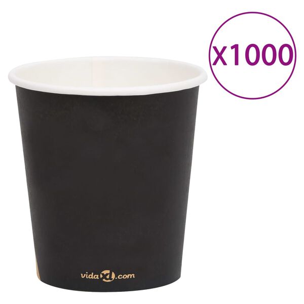 vidaXL Tasses &agrave; caf&eacute; en papier 200 ml 1000 pcs Noir
