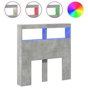 vidaXL Armoire t&ecirc;te de lit avec LED gris b&eacute;ton 100x17x102 cm