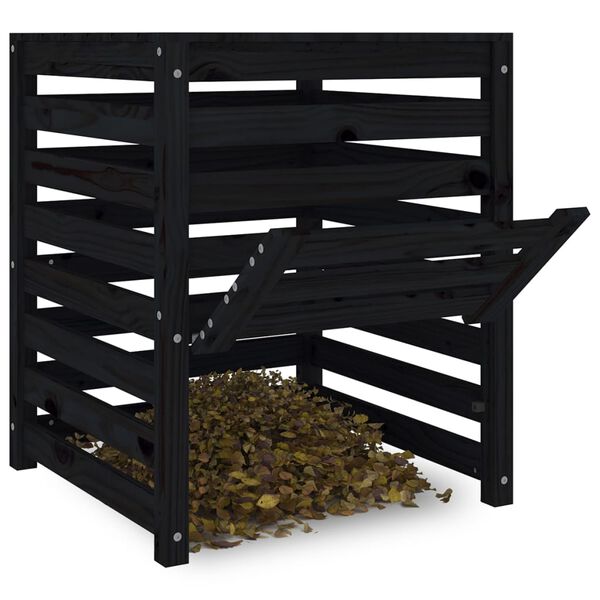 vidaXL Composteur Noir 63,5x63,5x77,5 cm Bois massif de pin