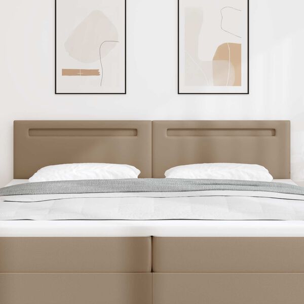 vidaXL T&ecirc;te de lit LED Cappuccino 200 cm Cuir synth&eacute;tique