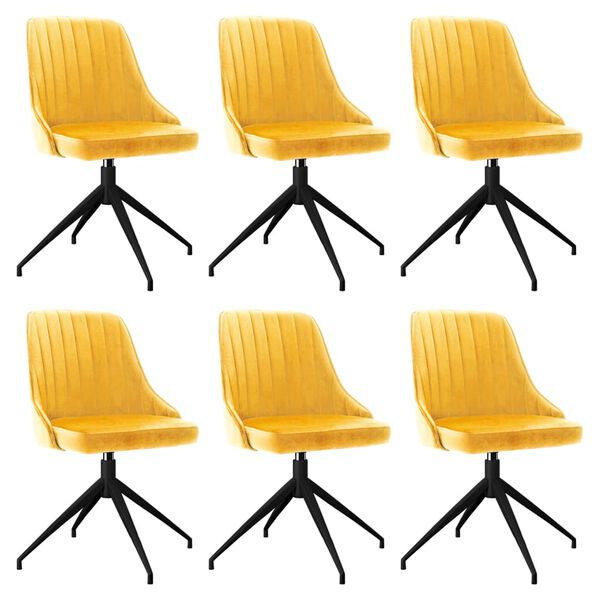 vidaXL Chaises &agrave; manger lot de 6 jaune velours
