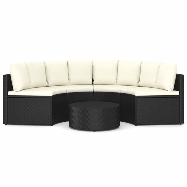 vidaXL Salon de jardin 5 pcs avec coussins R&eacute;sine tress&eacute;e Noir