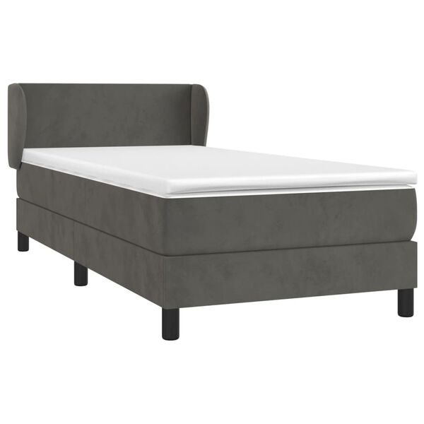 vidaXL Sommier &agrave; lattes de lit et matelas Gris fonc&eacute; 80x200 cm Velours