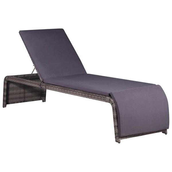 vidaXL Chaise longue avec table R&eacute;sine tress&eacute;e Gris