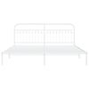 vidaXL Cadre de lit m&eacute;tal sans matelas et t&ecirc;te de lit blanc 200x200 cm