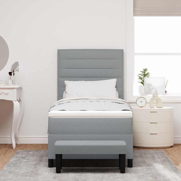 vidaXL Lit &agrave; ressorts avec matelas Gris clair 90 x 200 cm tissu