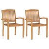 vidaXL Chaises empilables &agrave; manger de jardin lot de 2 Bois teck solide