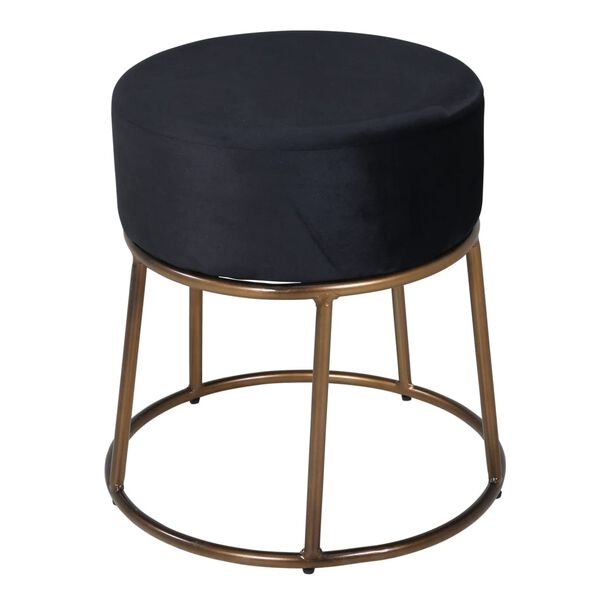 Venture Home Pouf Pippi 45,5x45,5x46,5 cm Velours Noir et cuivre