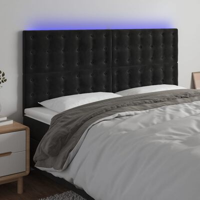 vidaXL Tête de lit à LED Noir 160x5x118/128 cm Velours