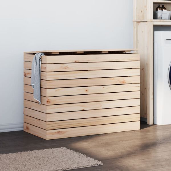 vidaXL Panier &agrave; linge 88,5x44x66 cm bois massif de pin
