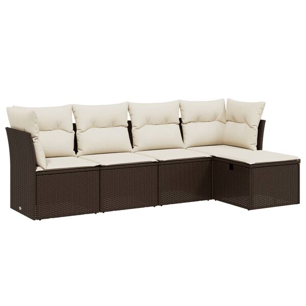 vidaXL Salon de jardin avec coussins 5 pcs marron r&eacute;sine tress&eacute;e