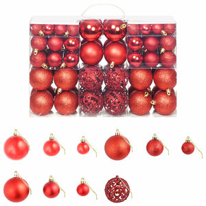 vidaXL Ensemble de boules de No&euml;l 100 pcs 3/4/6 cm Rouge