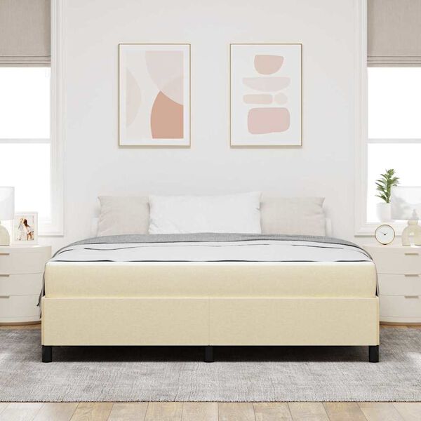 vidaXL Lit &agrave; ressorts Cr&egrave;me 180 x 200 cm tissu