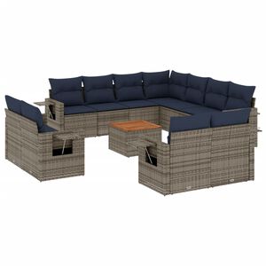 vidaXL Ensemble de canap&eacute; de jardin 12 pcs avec coussins gris r&eacute;sine tress&eacute;e
