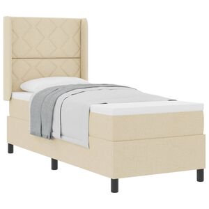 vidaXL Lit &agrave; ressorts avec coussin Cr&egrave;me 200 x 80 cm tissu
