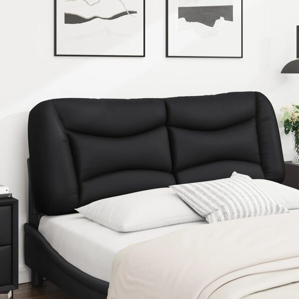 vidaXL Coussin de t&ecirc;te de lit Hvar noir 140 cm similicuir