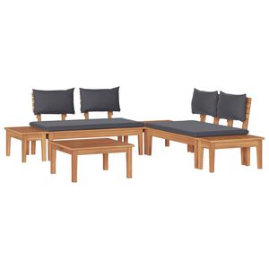 vidaXL Ensemble de canap&eacute; de jardin 3 pcs Marron et gris