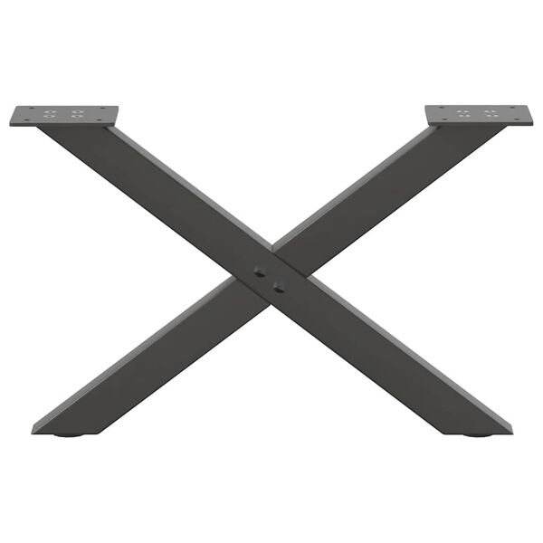 vidaXL Pieds de table basse en forme de X, 2 pi&egrave;ces, anthracite, 50 x (30-31) cm, acier