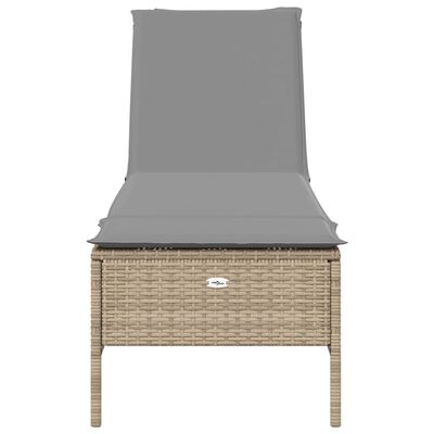 vidaXL Chaise longue avec coussin beige résine tressée