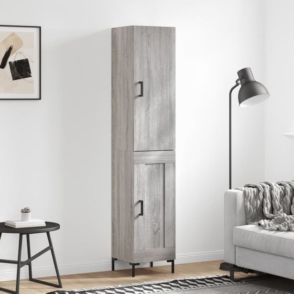vidaXL Buffet haut Sonoma gris 34,5x34x180 cm Bois d'ing&eacute;nierie