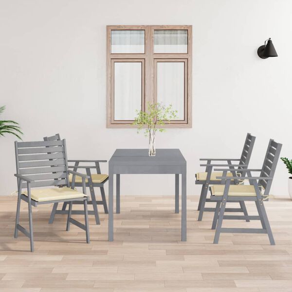 vidaXL Chaises &agrave; manger d'ext&eacute;rieur et coussins lot de 4 Acacia massif