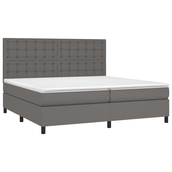 vidaXL Sommier &agrave; lattes de lit avec matelas Gris 200x200 cm Similicuir