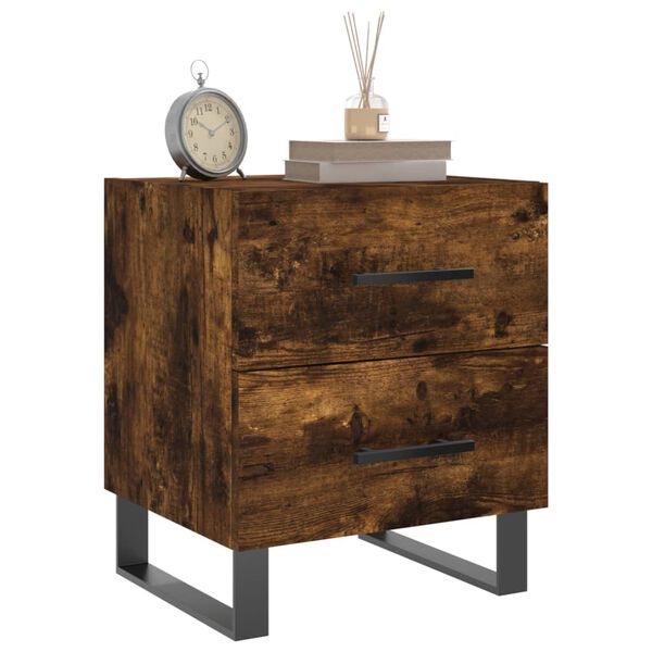 vidaXL Tables de chevet 2pcs ch&ecirc;ne fum&eacute; 40x35x47,5cm bois d&rsquo;ing&eacute;nierie