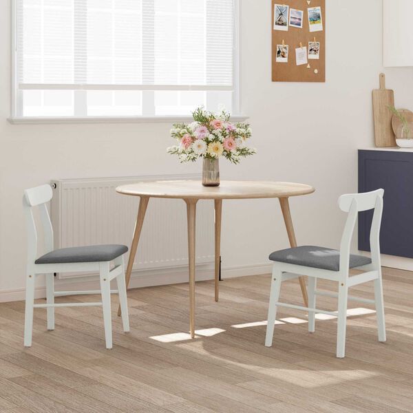 vidaXL Chaise de salle &agrave; manger 2 pcs Blanc et Gris