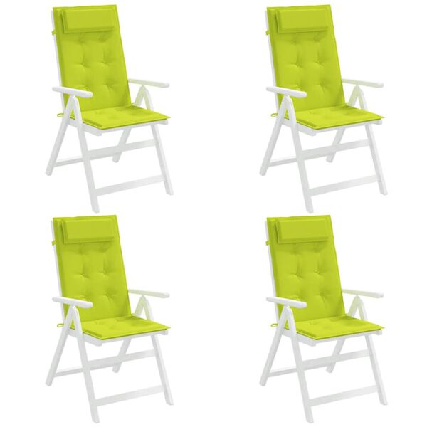 vidaXL Coussins de chaise à dossier haut lot de 4 vert vif
