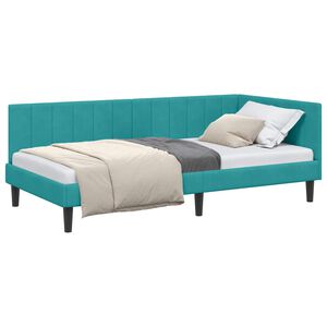 vidaXL Cadre de lit d'angle Turquoise 90 cm x 190 cm Velours