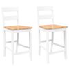 VidaXL Tabourets de bar 2 pcs blanc bois massif d'h&eacute;v&eacute;a
