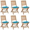 vidaXL Chaises pliables de jardin lot de 6 avec coussins Bois d'acacia