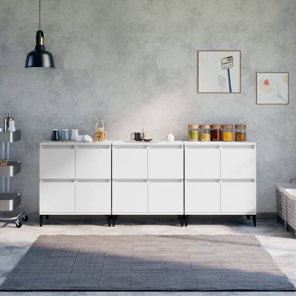 vidaXL Buffets 3 pcs blanc 60x35x70 cm bois d'ing&eacute;nierie