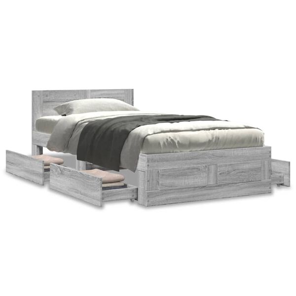 vidaXL Cadre de lit et t&ecirc;te de lit sans matelas gris b&eacute;ton 100x200 cm
