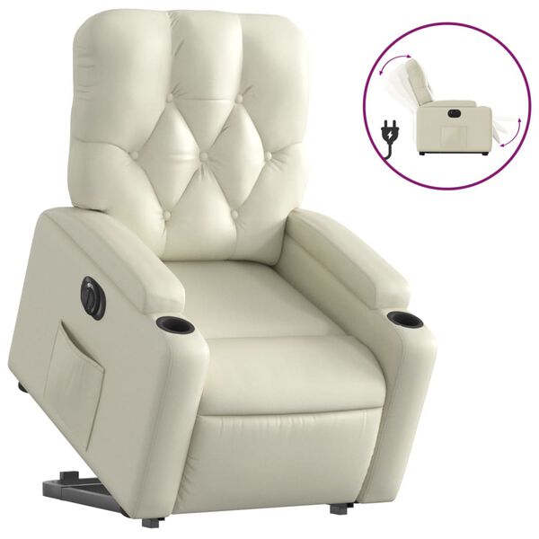 vidaXL Fauteuil inclinable &eacute;lectrique cr&egrave;me similicuir