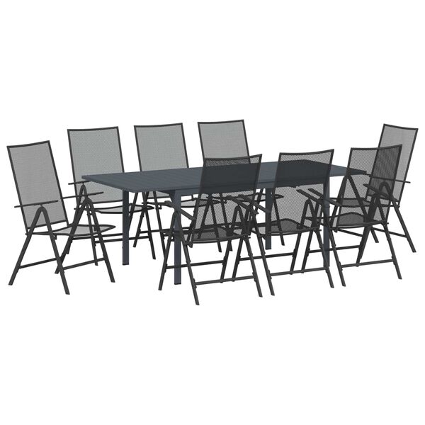vidaXL Ensemble de salle &agrave; manger pour jardin 9 pcs Anthracite Acier