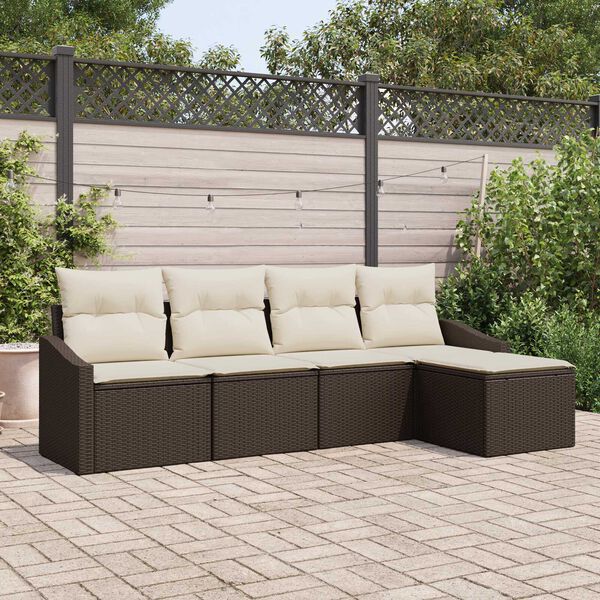 vidaXL Ensemble de Canap&eacute;s avec coussin 5 pcs Marron polyrotin