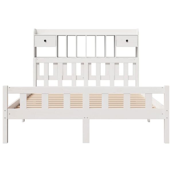 vidaXL Lit biblioth&egrave;que sans matelas blanc 160x200 cm bois pin massif